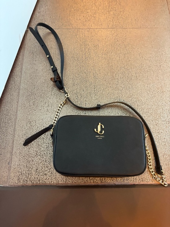 Jimmy Choo Handbags - Jimmy Choo Black Leather Camera Bag with Gold JC Emblem